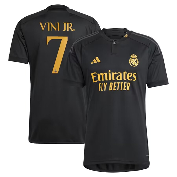 Men's Real Madrid #7 Vini Jr. Black 2023/24 Soccer Jersey